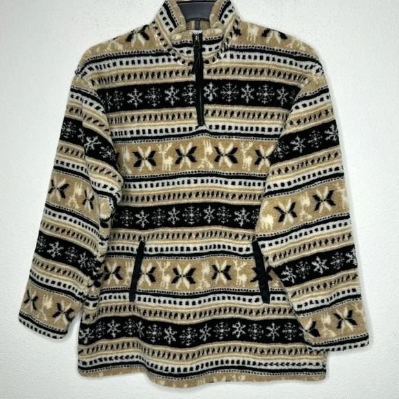 Marsh Landing Sweaters - Marsh Landing Medium 3/4 zip hiking/camping sweater size XL Snowflake Design